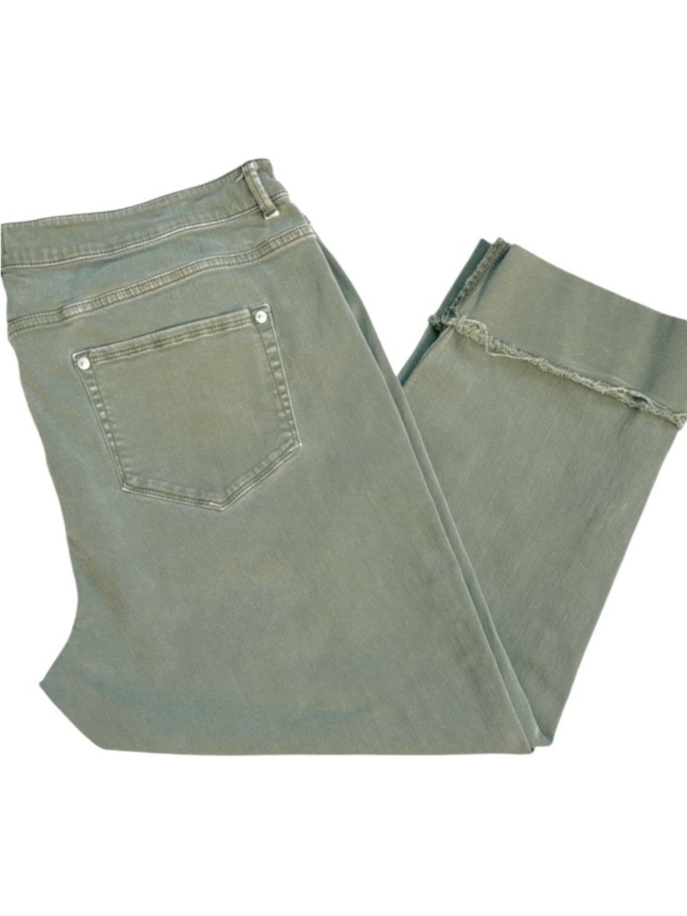 EUC J. Jill Cropped Cuffed Jeans Olive Size 18